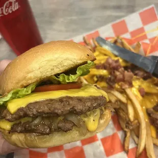 Burgher burger and loaded fries