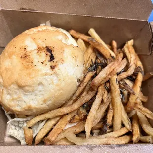 BYO burger with 1/2 rosemary fries, GF bun