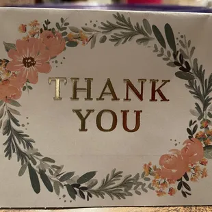 a thank you card