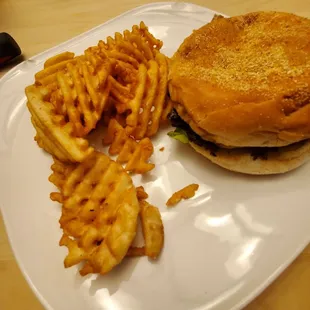Take out: steakhouse burger with waffle fries