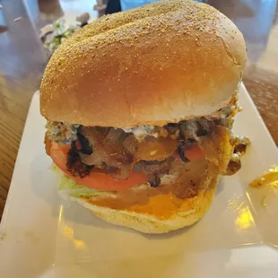 My black and bleu burger was a big, sloppy mess...but yummy too.
