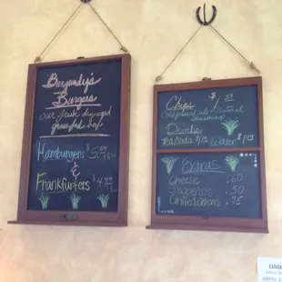 menus on the wall