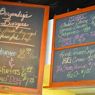 Friday, Saturday, and Sunday menu