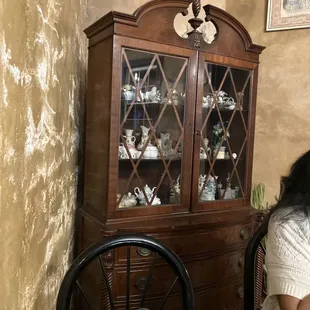 a woman sitting at a table