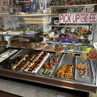 a display of various pastries
