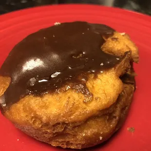 Vanilla Custard-Filled, Chocolate-Frosted Donut!