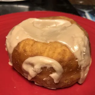 Vanilla Custard-Filled, Caramel-Frosted Donut!