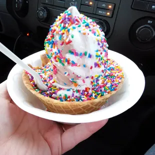 Twist with sprinkles in a waffle bowl!