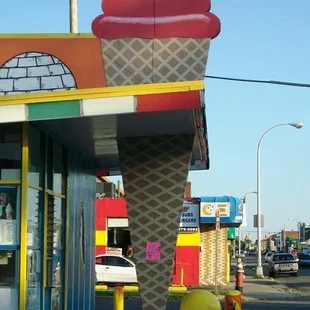 a giant ice cream cone