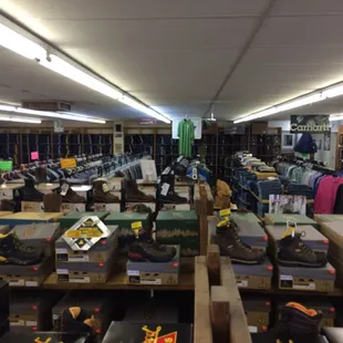 One of two rooms offering complete line of work and western wear, boots and clothing