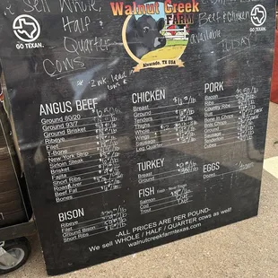 a menu board
