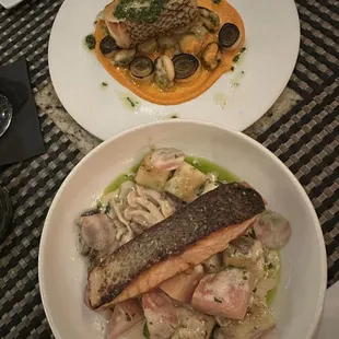 Crispy Skin Salmon and Sea Bass special