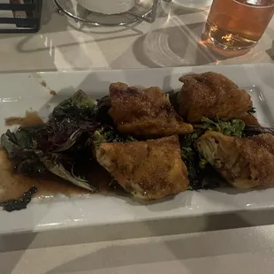 Chicken Bruschetta egg rolls  (minus 2 because I started eating before taking photo!)