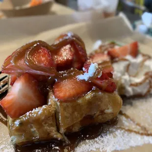 1/2 strawberry shortcake waffle
