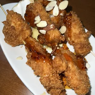 Almond Crusted Chicken Skewers