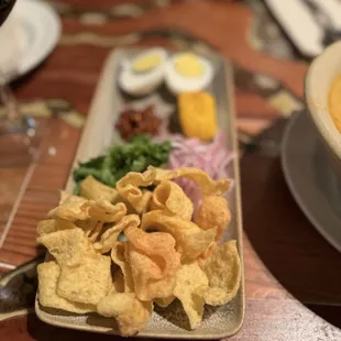 Toppings for the chicken noodle soup