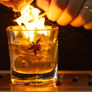 Old Flotilla, our own twist to the Old Fashion!  Come try the variety of delicious cocktails and beverages at our FULL BAR.