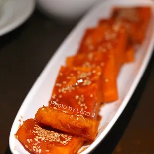 Homemade Yellow Bean Tofu ($14.95) - I like the silky texture. The sesame soy glaze is too sweet for me.