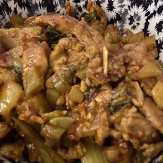 Pork Belly With Mustard Greens