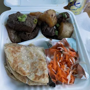 Beef &amp; Potato Curry with Paratha