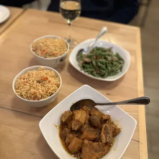 Biryani Rice String Bean Chicken Curry with potatoes
