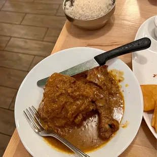Coconut chicken curry with coconut rice