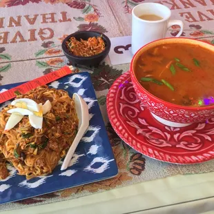 Shan noodles and tom yum soup