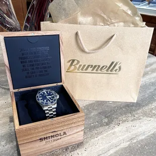 Shinola watch with giftbag