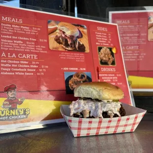 Hot Chicken Slider along with their Menu