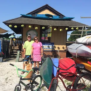 The owners, Bill and Mary, at the paddling shop at Onancock Wharf, VA, spring through fall.