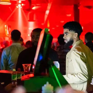 a group of people in a club