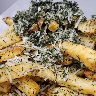 Closeup of the garlic fries