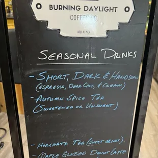Seasonal drinks rotate regularly