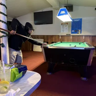 Playing a game of pool with June!