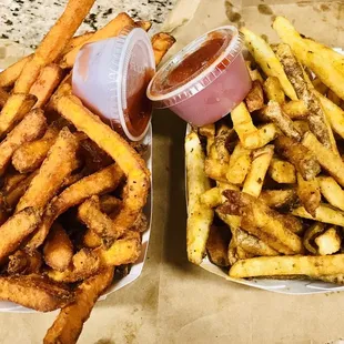 Sweet potato fries and fries