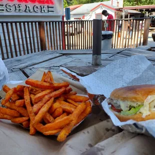 Turkey burgers and sweet potato fries. Sooo good!!