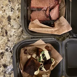 1/4lb of Brisket Burnt Ends (minus 1 I&apos;d eaten; came with 4) and brisket.  Smoked Brisket Brisket Burnt Ends