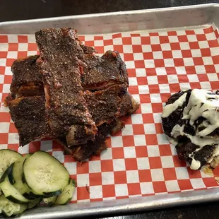 Ribs, burnt ends, pickles