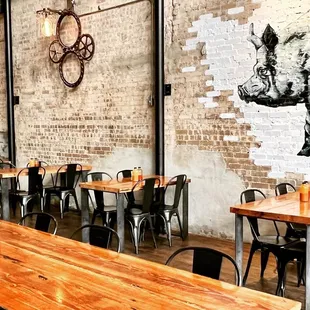  tables and chairs in a restaurant