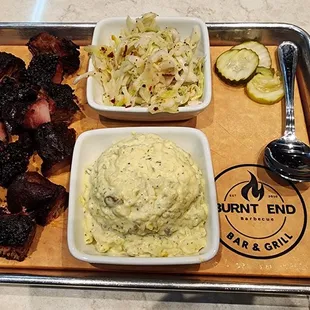 $20.95 All the ends platter with slaw and potato salad October 2024