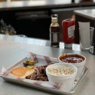 Creamy Coleslaw - 16 oz.  Burnt Ends - 1/2 lb.  Hickory Pit Beans - 16 oz. Pint (Feeds 3-4)