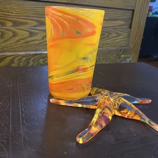 Starfish and drinking glass