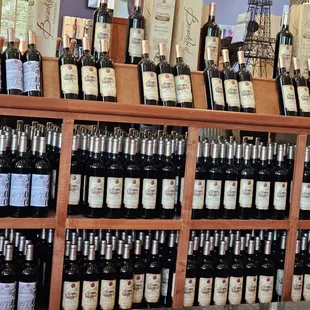 shelves of wine