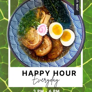 Truffle ramen on our Happy hour time. Join us