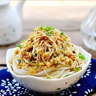 a closeup of a bowl of noodles
