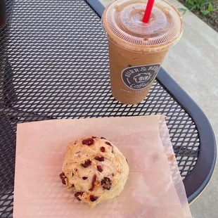 a biscuit and a drink