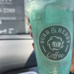 Red Bull Soda with blue raspberry and cream
