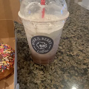 PB &amp; Chocolate blended beverage - he couldn't stop drinking it long enough to take a photo