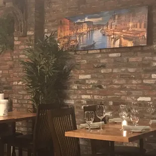 a table and chairs in a restaurant