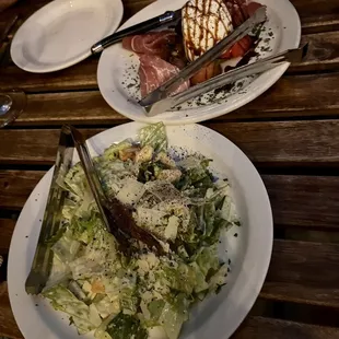 Caesar salad and burrata